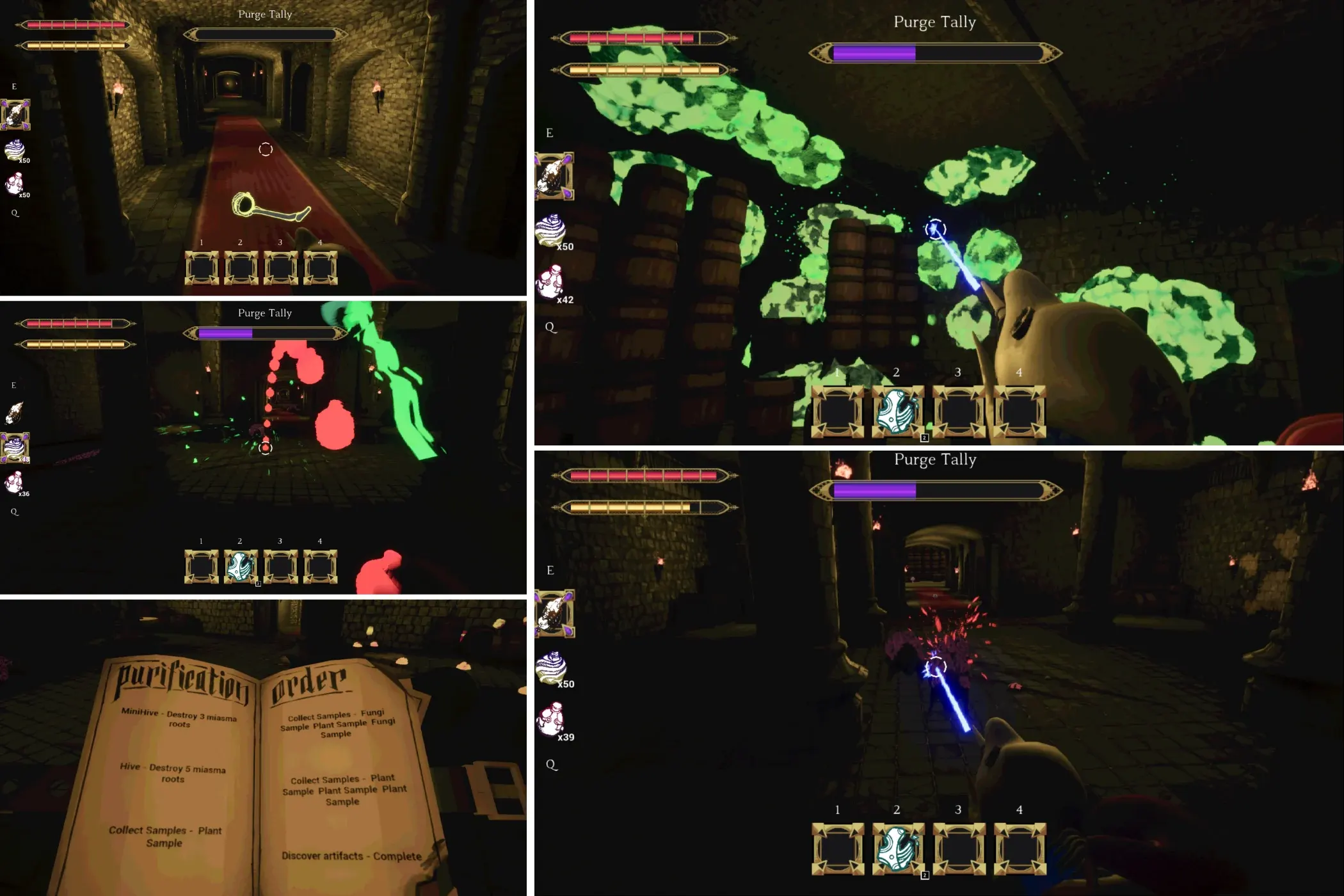 Systems breakdown from Miasma Ashlung: the spreading Miasma, enemy encounters and the in-game journal