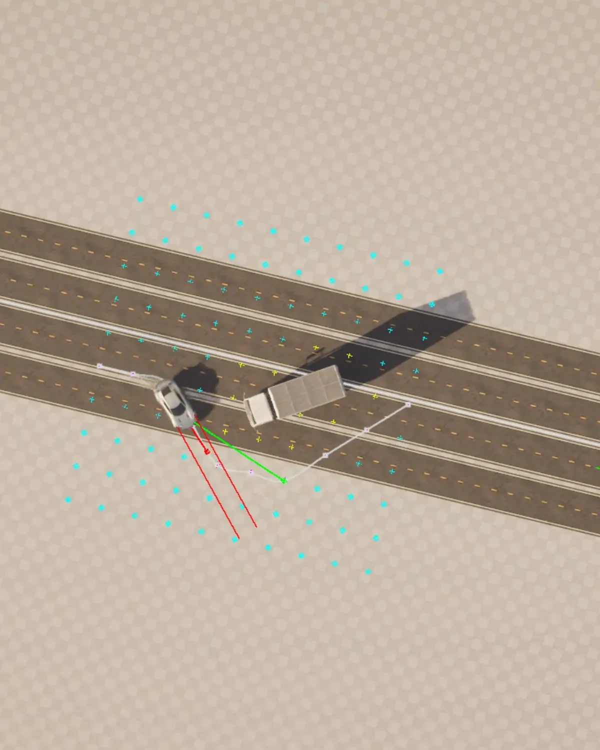 Procedurally generated roads with AI traffic